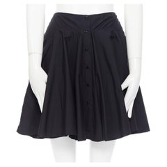 ALAIA black cotton button front pleated flared mini skirt FR36 25" ALAIA black cotton button front pleated flared mini skirt FR36 25"