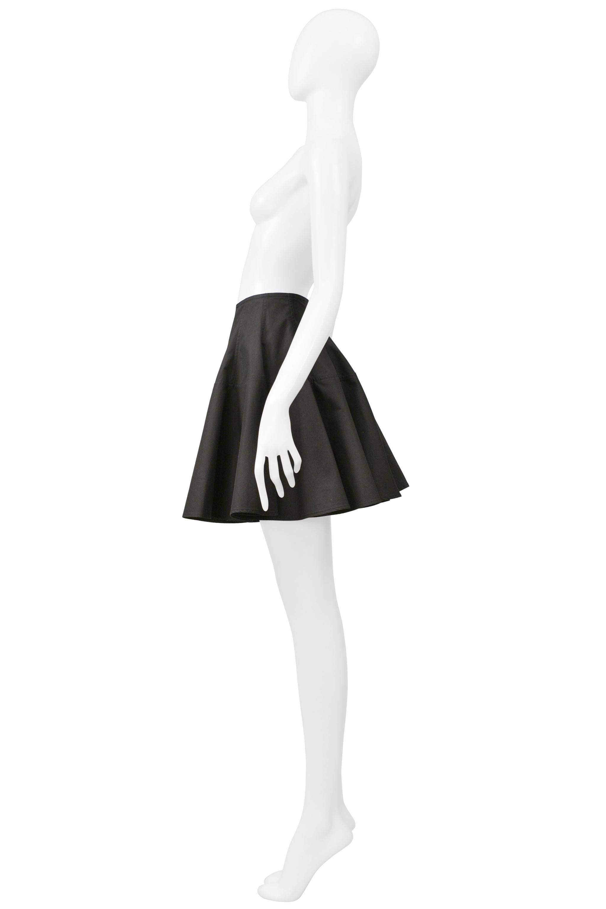 Women's Alaia Black Cotton Mini Sweetheart Skirt With Panels