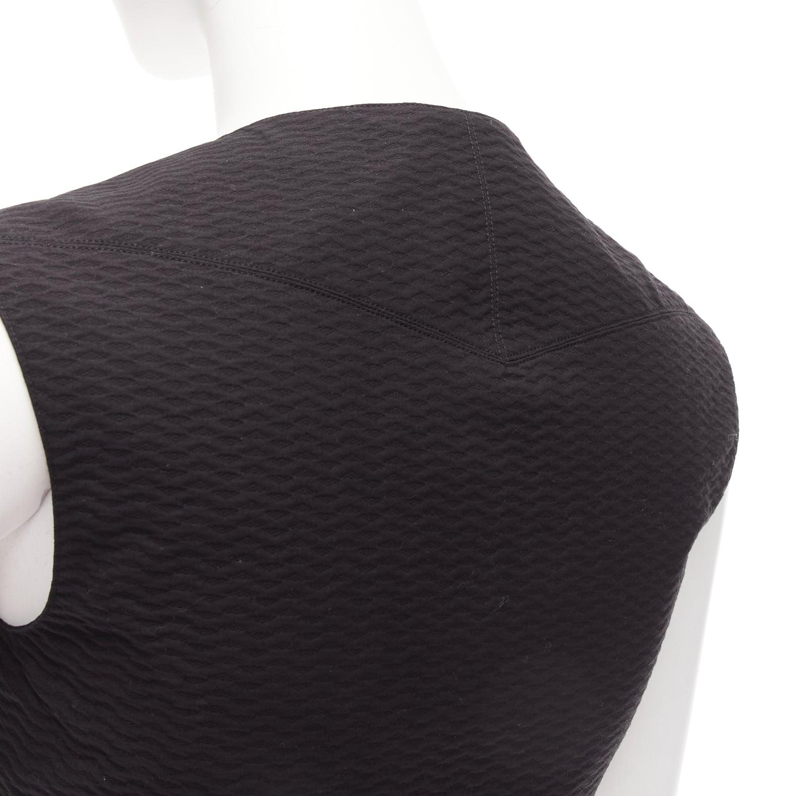 ALAIA black cotton textured jacquard wrap tie belt buckle crop top FR36 S For Sale 3