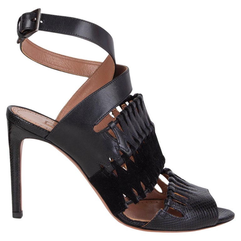 ALAIA black CUT OUT ANKLE STRAP Sandals Shoes 36 For Sale at 1stDibs