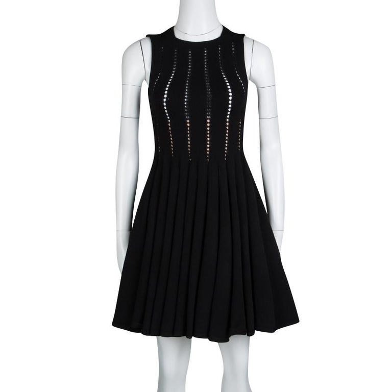 Alaia Black Cutout Detail Knit Sleeveless Fit and Flare Dress S For ...