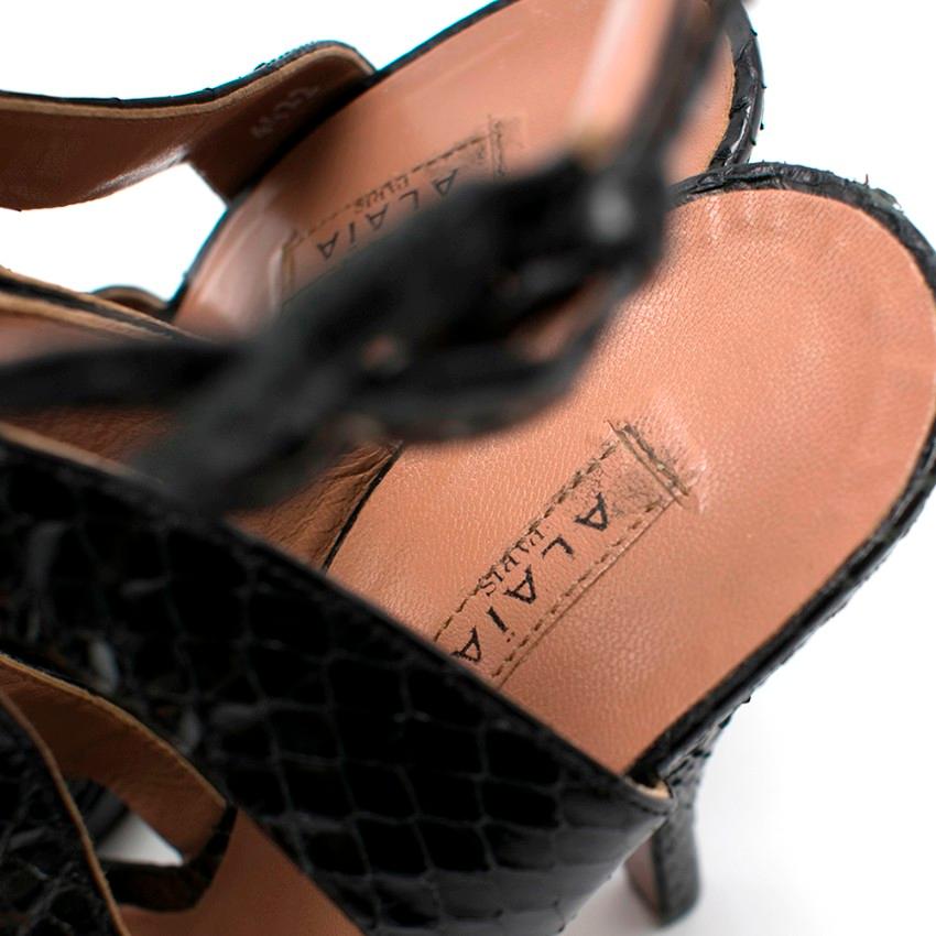 Women's Alaia Black Cutout Python Sandals - Size EU 39