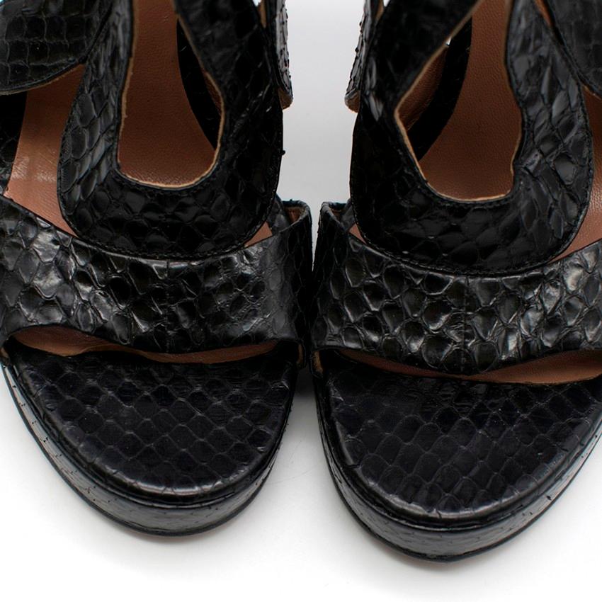 Alaia Black Cutout Python Sandals - Size EU 39 1
