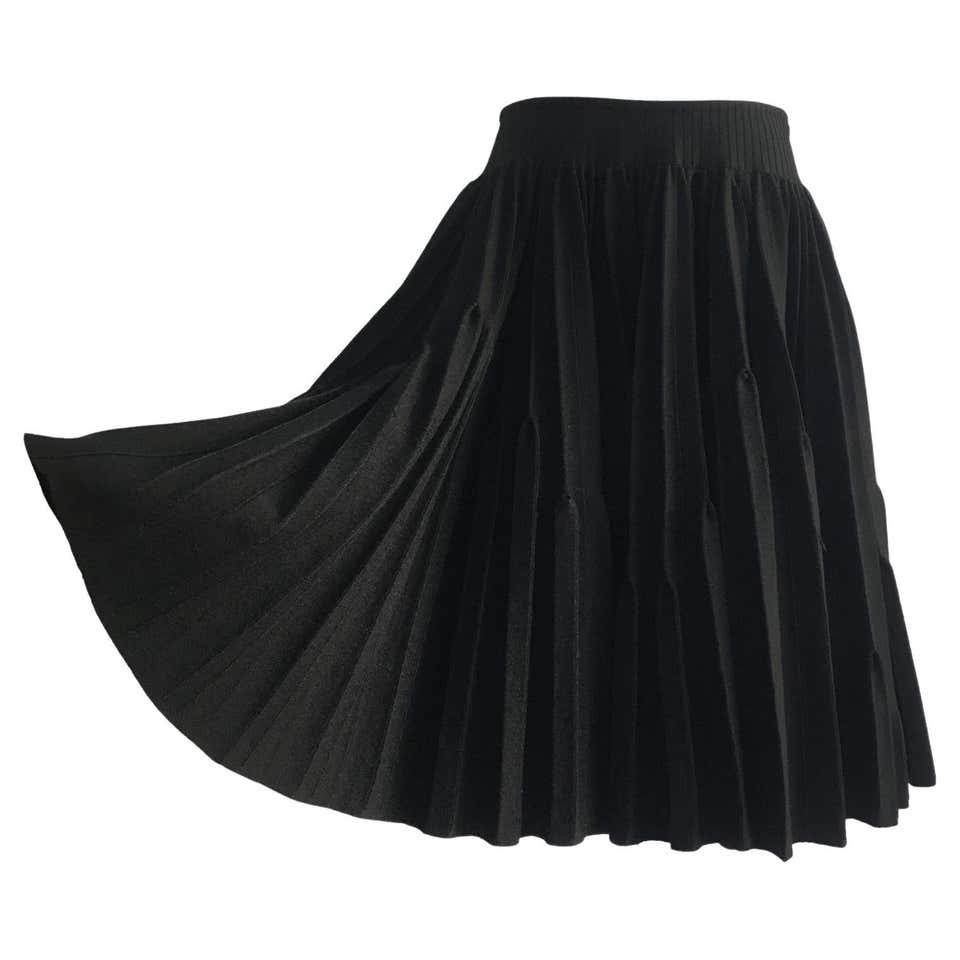 Prada Split Panel Black Metallic Skirt circa late 90s at 1stDibs
