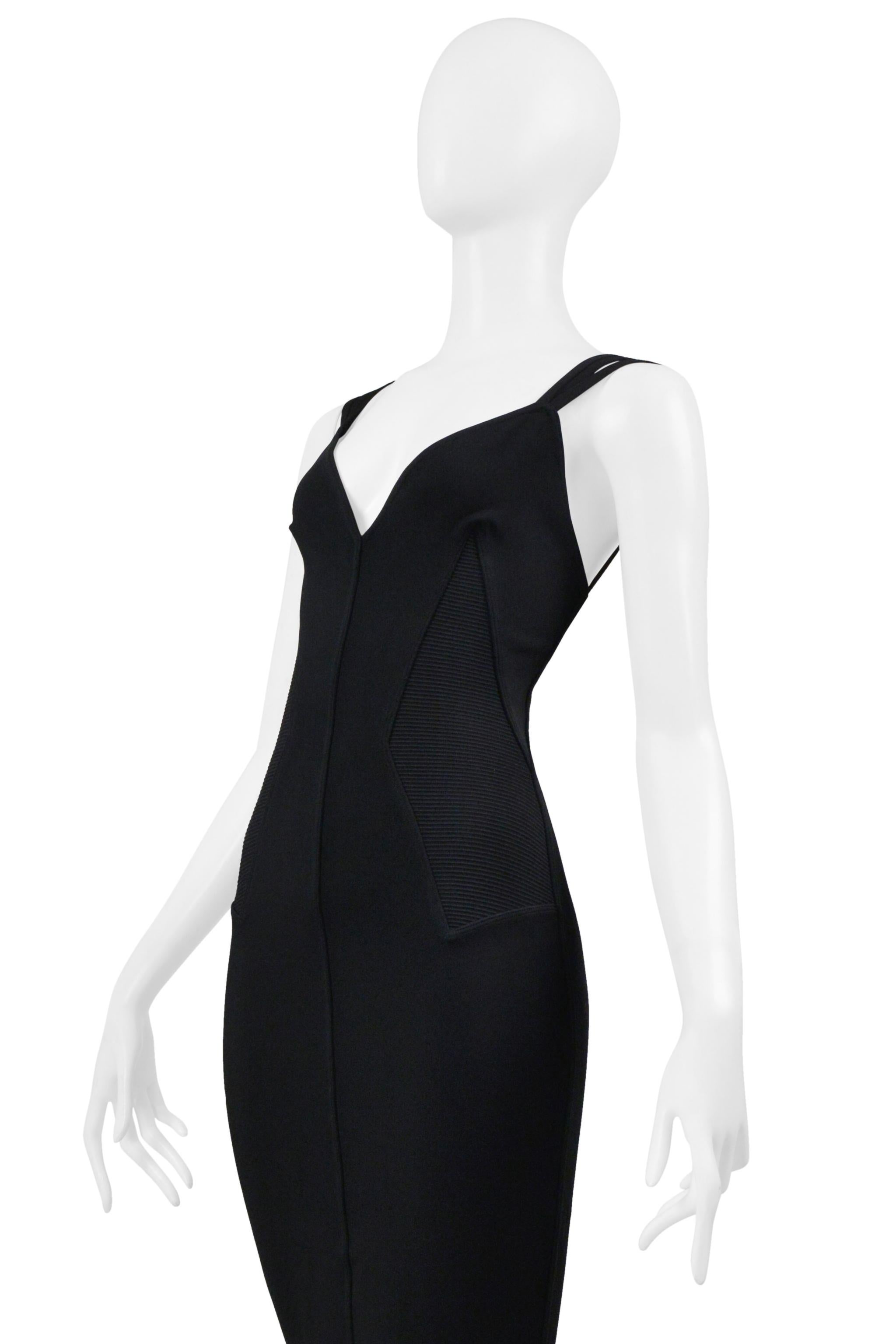 Alaia Schwarzes Abendkleid mit Spitzensaum und mehreren Trägern 1990 Damen im Angebot
