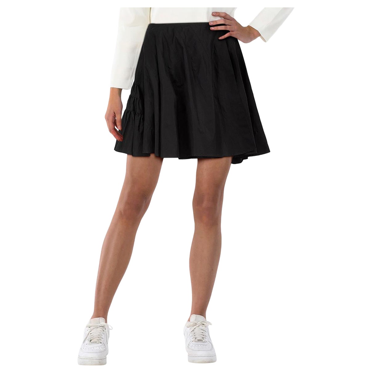 Alaïa Schwarzer ausgestellter Rock mit Rüschen Größe M