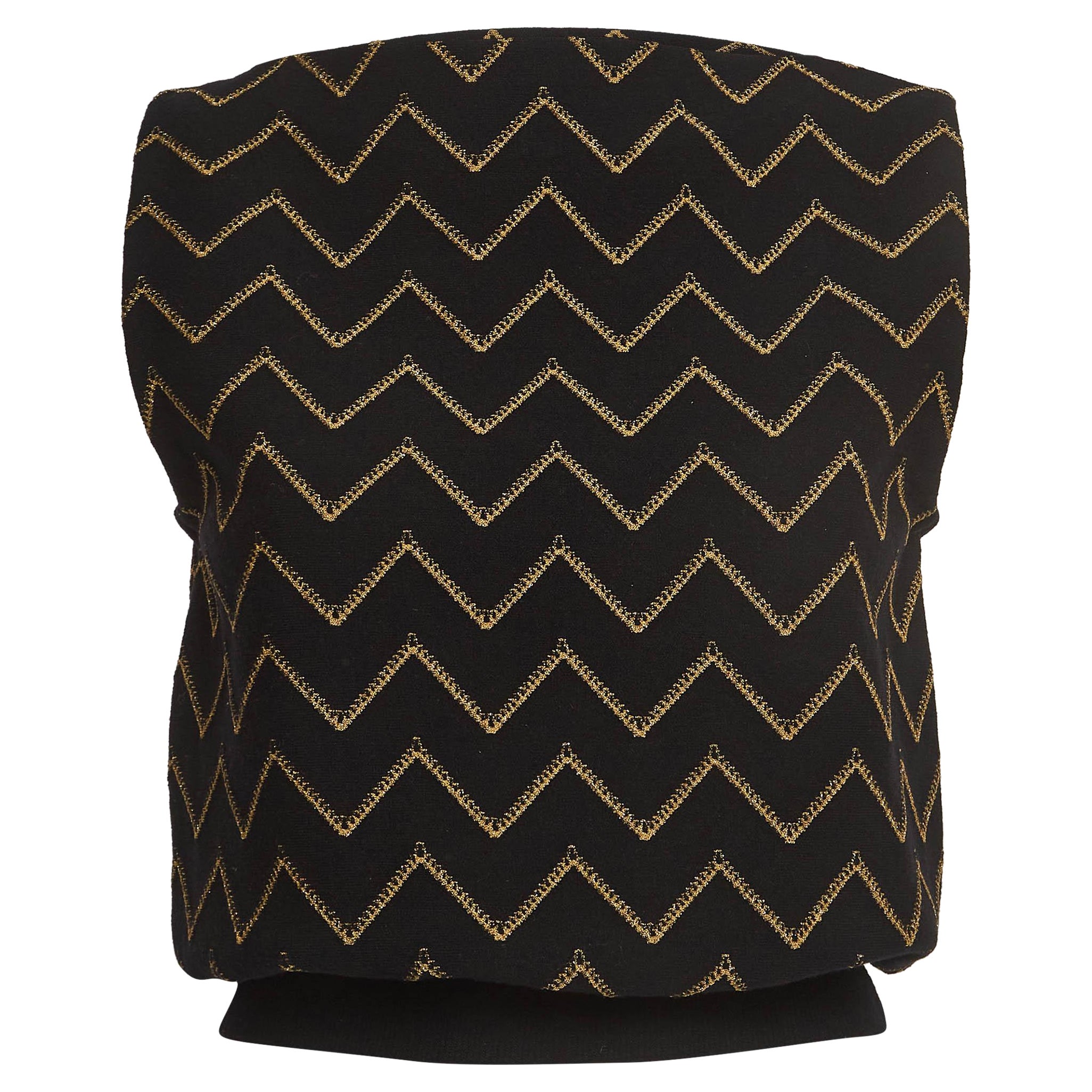 Alaia Black/Gold Chevron Pattern Lurex Knit Vest M