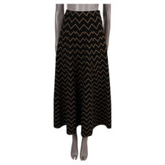 ALAIA noir et or 2019 NAZARE CHEVRON DRAPED MIDI Skirt 38 S