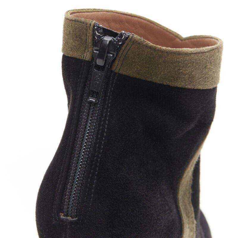 ALAIA black green suede leather cross strap platform high heel ankle bootie EU36 For Sale 5