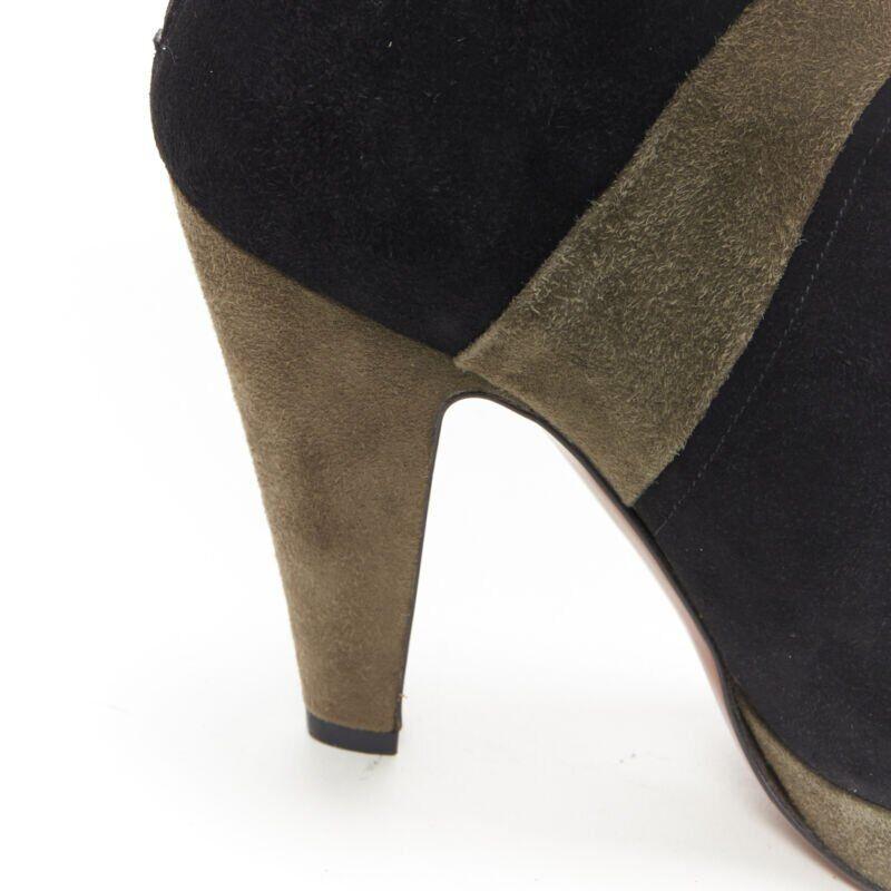 ALAIA black green suede leather cross strap platform high heel ankle bootie EU36 For Sale 3