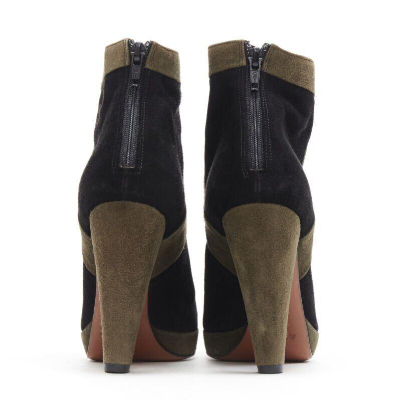ALAIA bottines à talon haut en cuir velours noir vert à plateforme croisée EU36 Pour femmes en vente