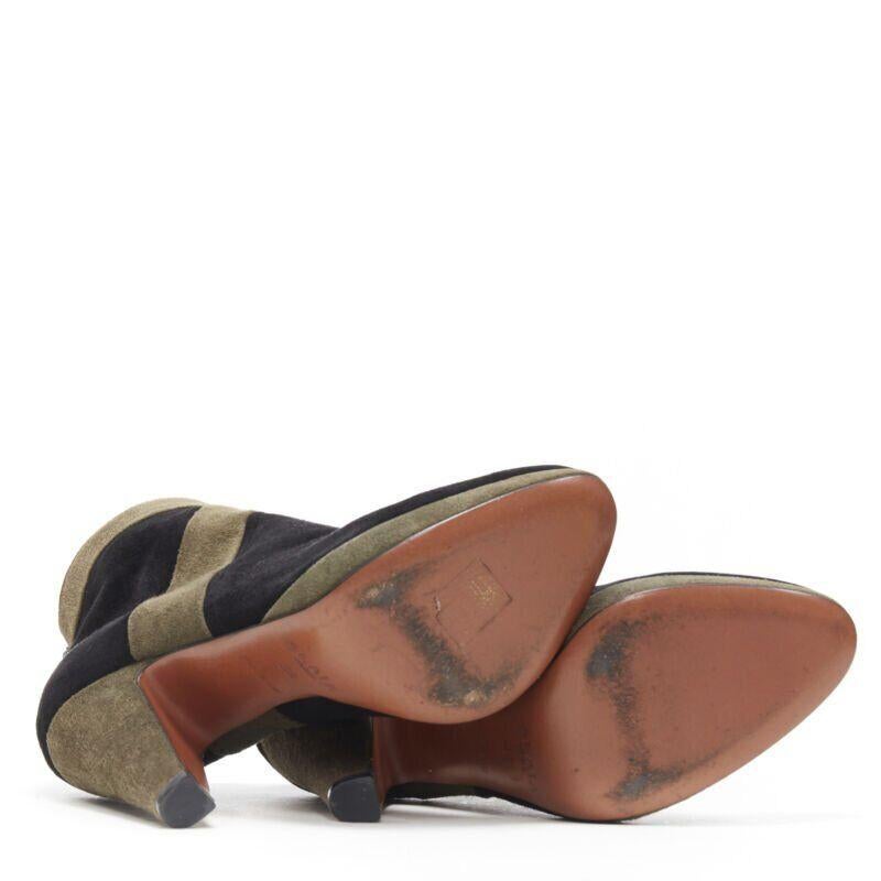 ALAIA bottines à talon haut en cuir velours noir vert à plateforme croisée EU36 en vente 1