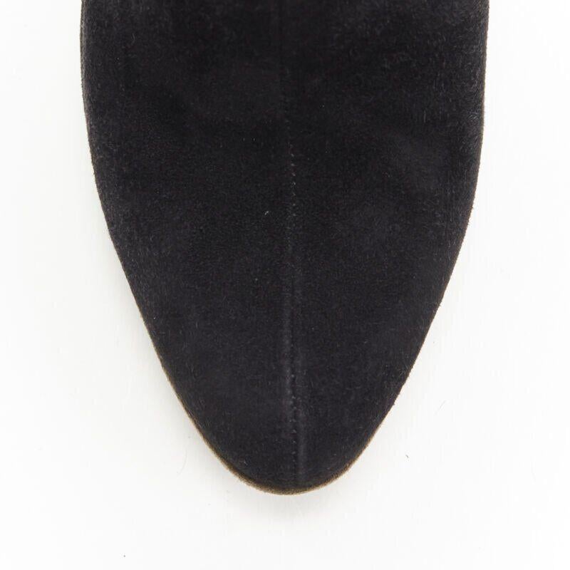 ALAIA bottines à talon haut en cuir velours noir vert à plateforme croisée EU36 en vente 2