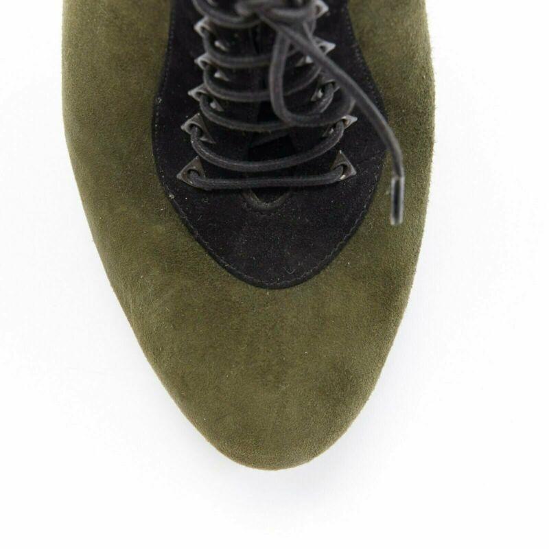 ALAIA bottines en cuir velours vert noir avec lacets et plateforme EU37 en vente 2