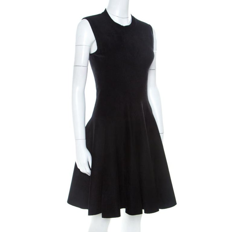 Alaia Black High Neck Sleeveless Fit and Flare Dress M For Sale at 1stDibs