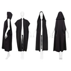 Alaia Black Hooded Cape 1980s