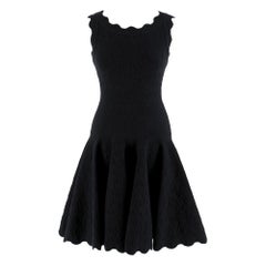 Alaia Black Jacquard-knit Scalloped Wool Mini Dress	36