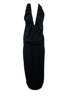 Vintage ALAIA Black Jersey Halter Gown, 1990s