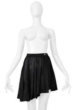 Alaia Black Jersey Snap Front Asymmetrical Mini Skirt