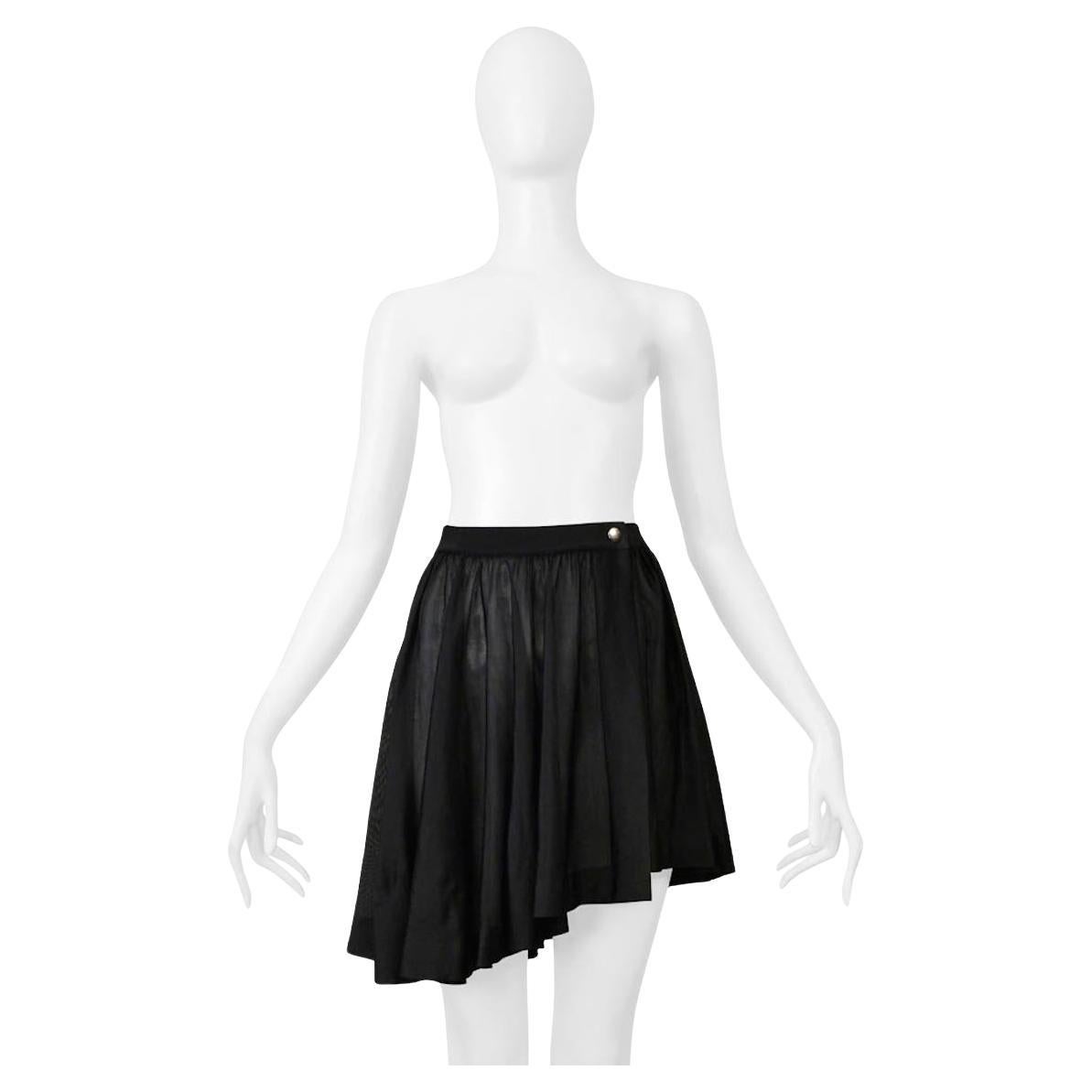 Alaia Black Jersey Snap Front Asymmetrical Mini Skirt