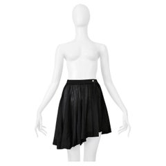 Alaia Black Jersey Snap Front Asymmetrical Mini Skirt
