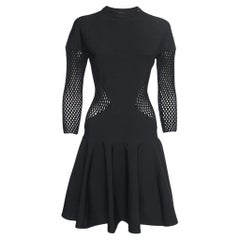 Alaia Black Jersey Waist Detail Midi Dress S