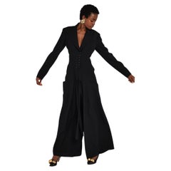 Alaïa Schwarzer Jumpsuit mit geschnürter Taille A/W 1988