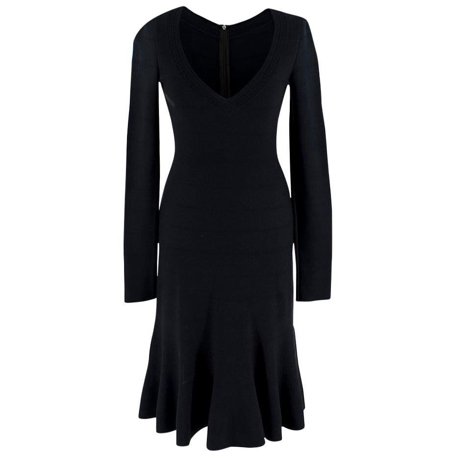 Alaia Black Knit Midi Fit & Flare Dress - Size S  For Sale