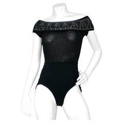 Alaïa Black Knit Off-The-Shoulder Vintage Bodysuit