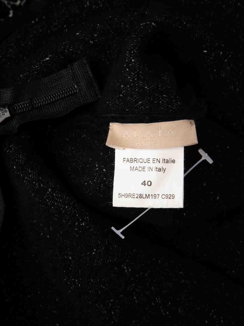 Alaïa Black Knit Patterned V-Neck Midi Dress Size L Pour femmes en vente