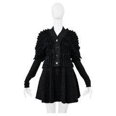 Alaia Black Knit Ruffle Cardigan And Fan Circle Skirt Ensemble