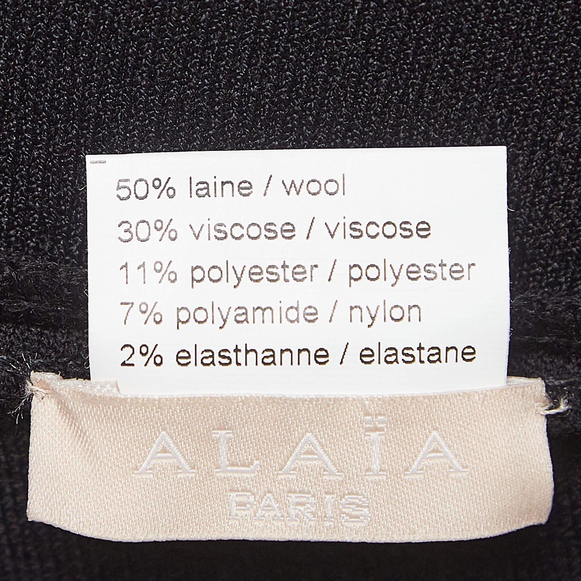 Women's Alaia Black Knit Scallop Cut-Out Hem Cropped Cardigan L For Sale