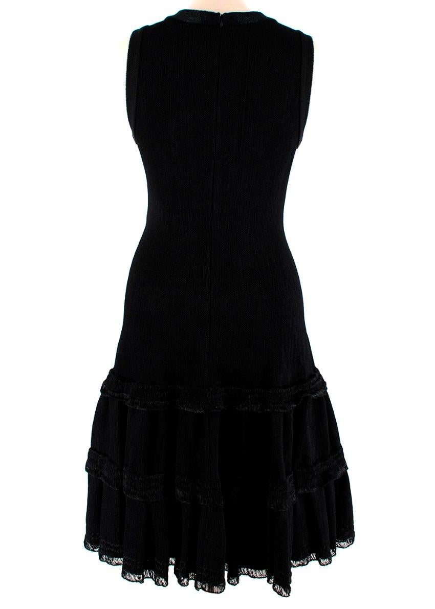 Alaia Black Knitted Sleeveless Tiered Dress - Size US 6 In New Condition In London, GB