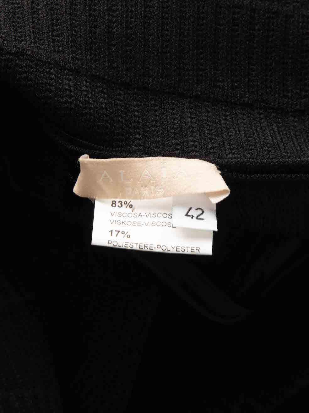 Alaïa Black Knitted V-Neck Knee Length Dress Size XL Pour femmes en vente