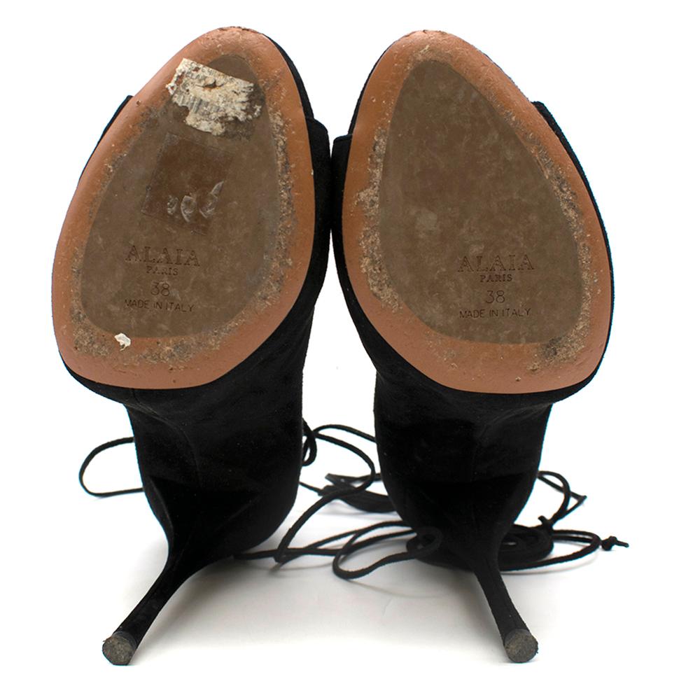 Alaia Black Lace Up Suede Sandals Size 38 For Sale 1