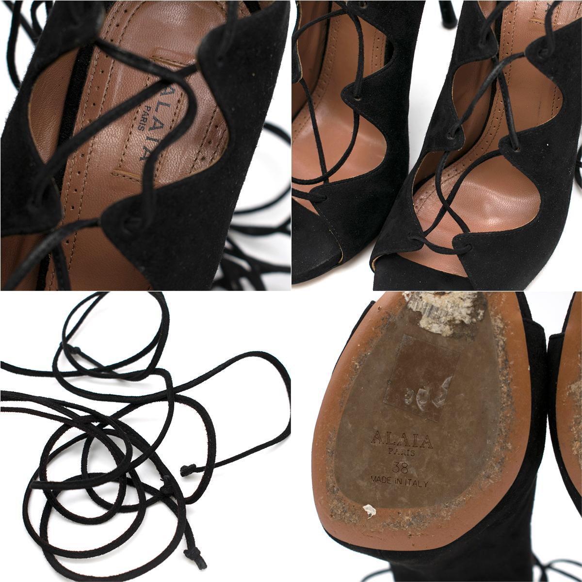 Alaia Black Lace Up Suede Sandals Size 38 For Sale 2