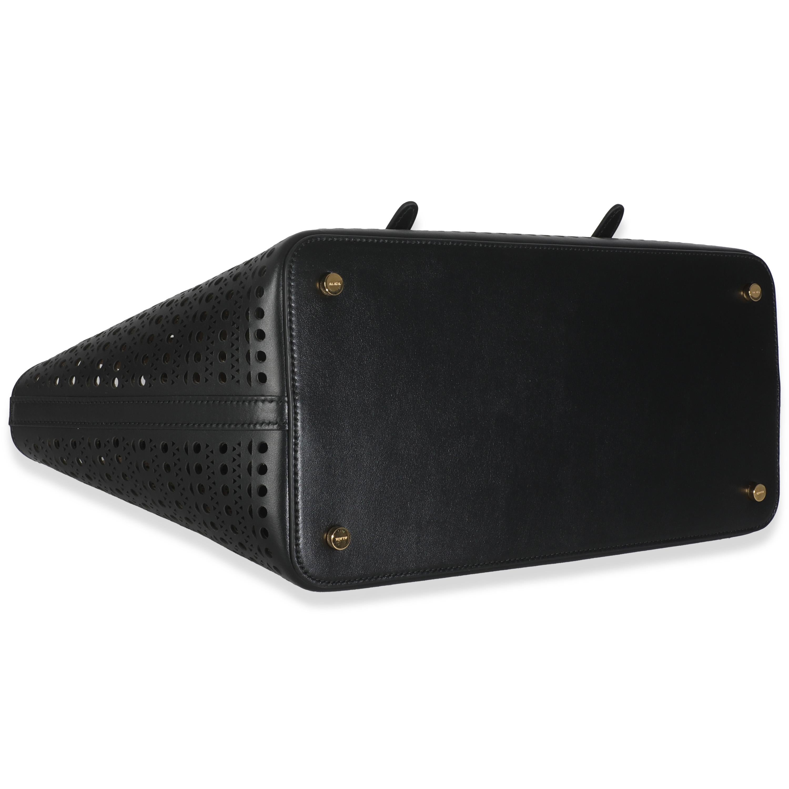Alaia Black Laser Cut Calfskin Neo Mina 32 For Sale 2