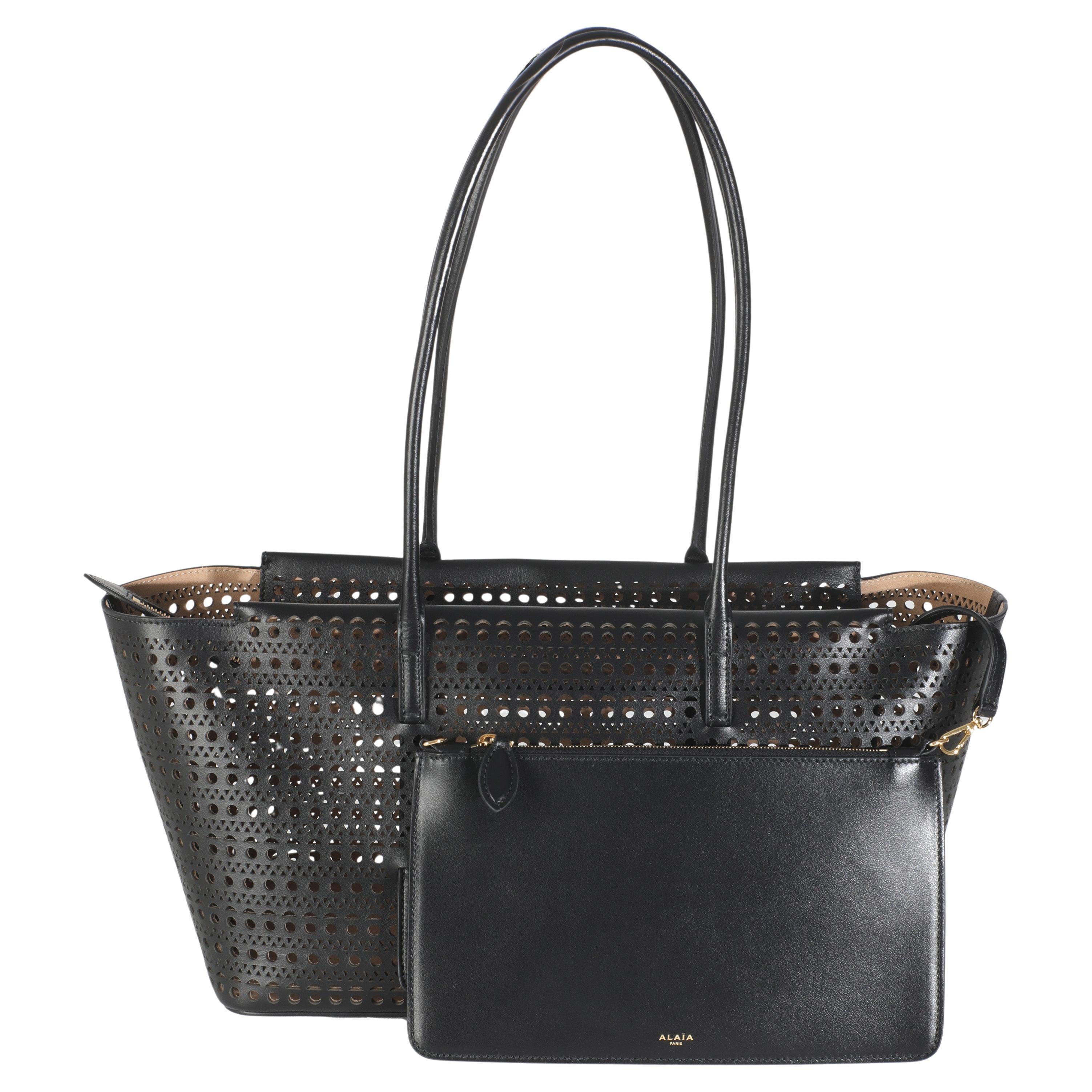 Alaia Black Laser Cut Calfskin Neo Mina 32 For Sale