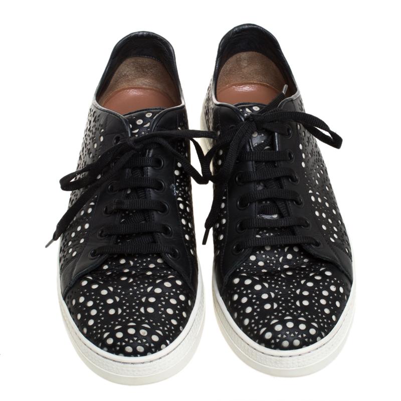 Nero Alaia - Sneakers basse in pelle nera con taglio laser taglia 36