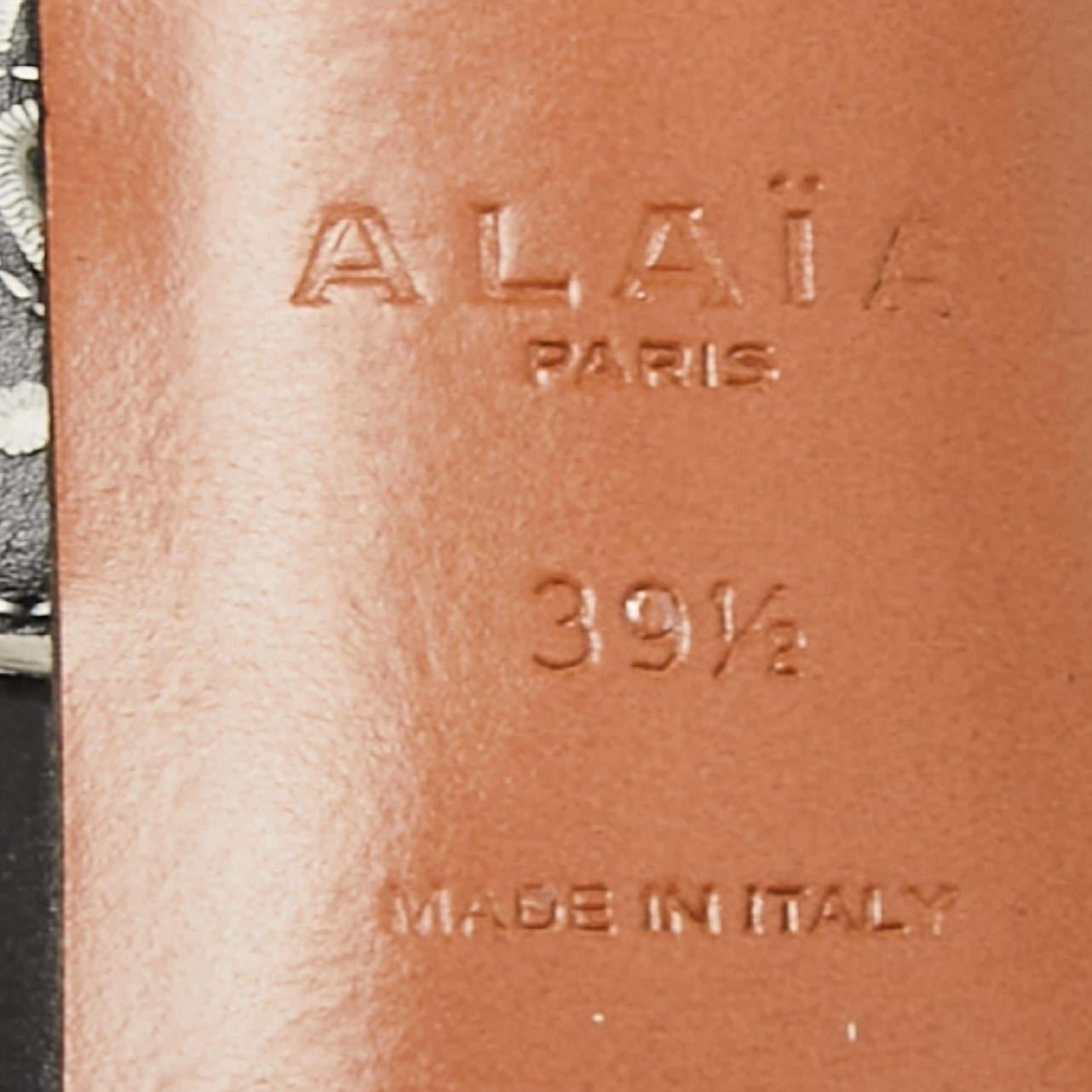 Alaia Black Laser Cut Leather Platform Strap Sandals Size 39.5 4