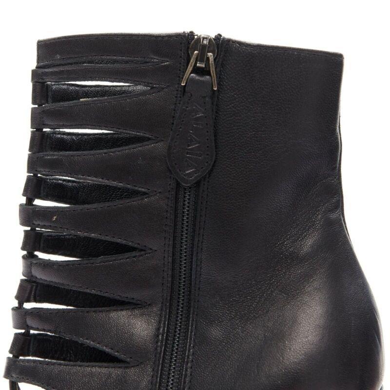 ALAIA black leather angular cut out front almond toe platform ankle boot EU37.5 For Sale 4