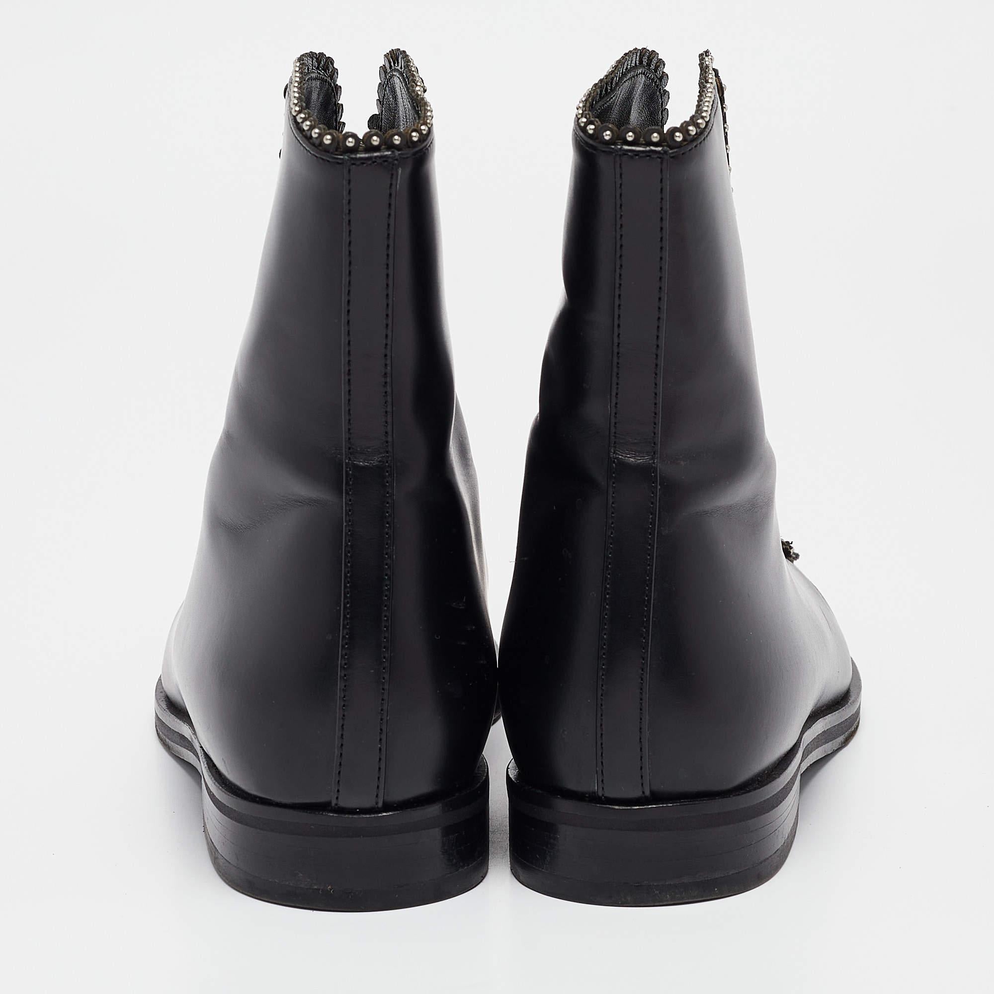 Alaia - Bottines en cuir noir 35.5 Pour femmes 