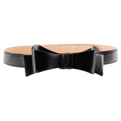 Used Alaïa Black Leather Bow Skinny Belt