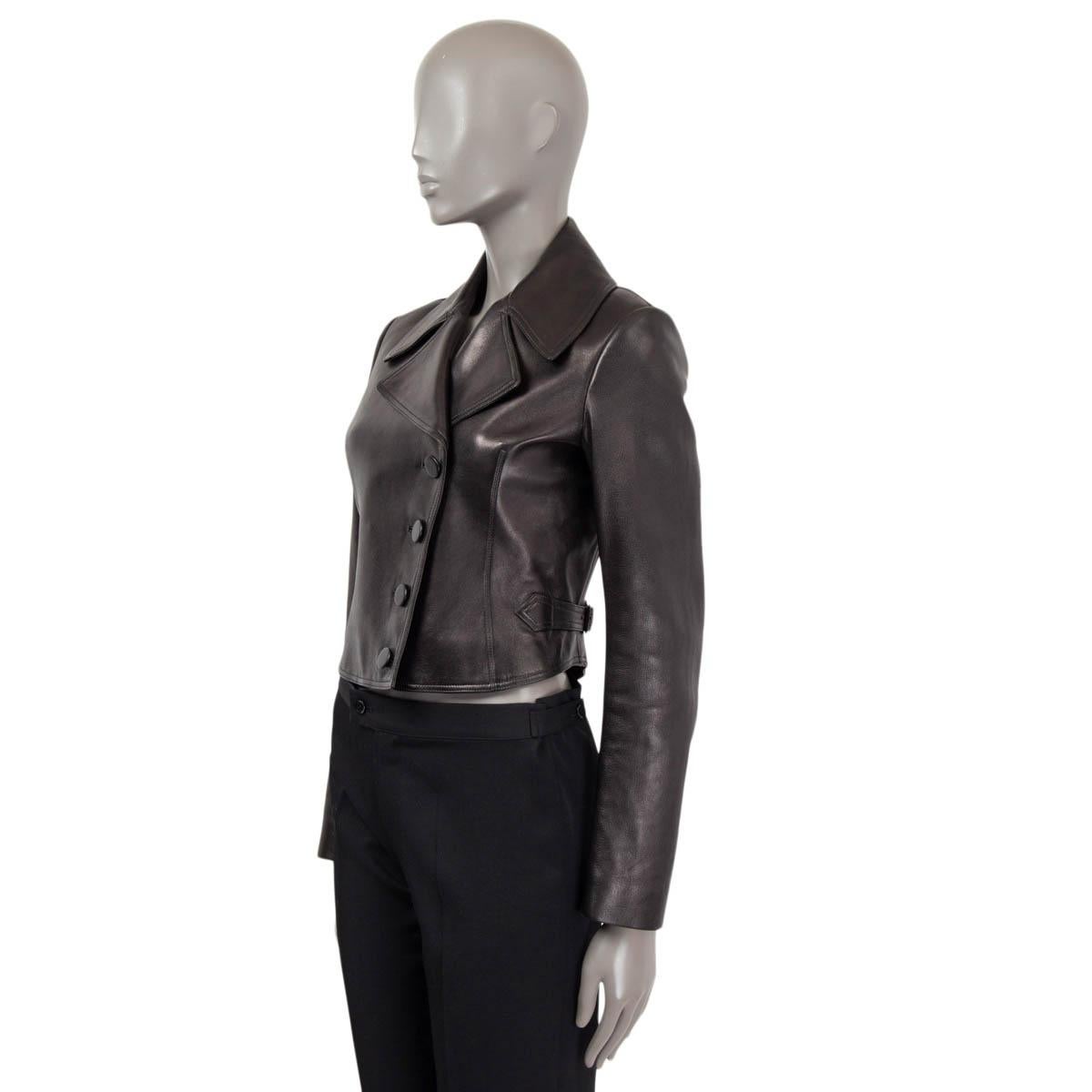 ALAIA black leather CROPPED Blazer Jacket 40 S In Excellent Condition For Sale In Zürich, CH