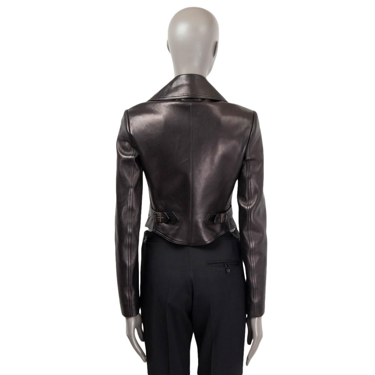 Women's ALAIA black leather CROPPED Blazer Jacket 40 S For Sale