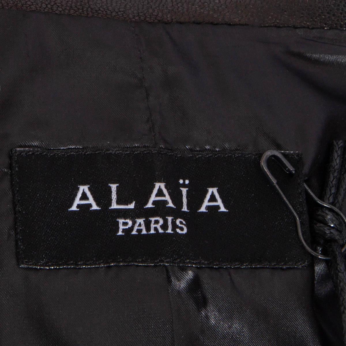 ALAIA black leather CROPPED Blazer Jacket 40 S For Sale 2