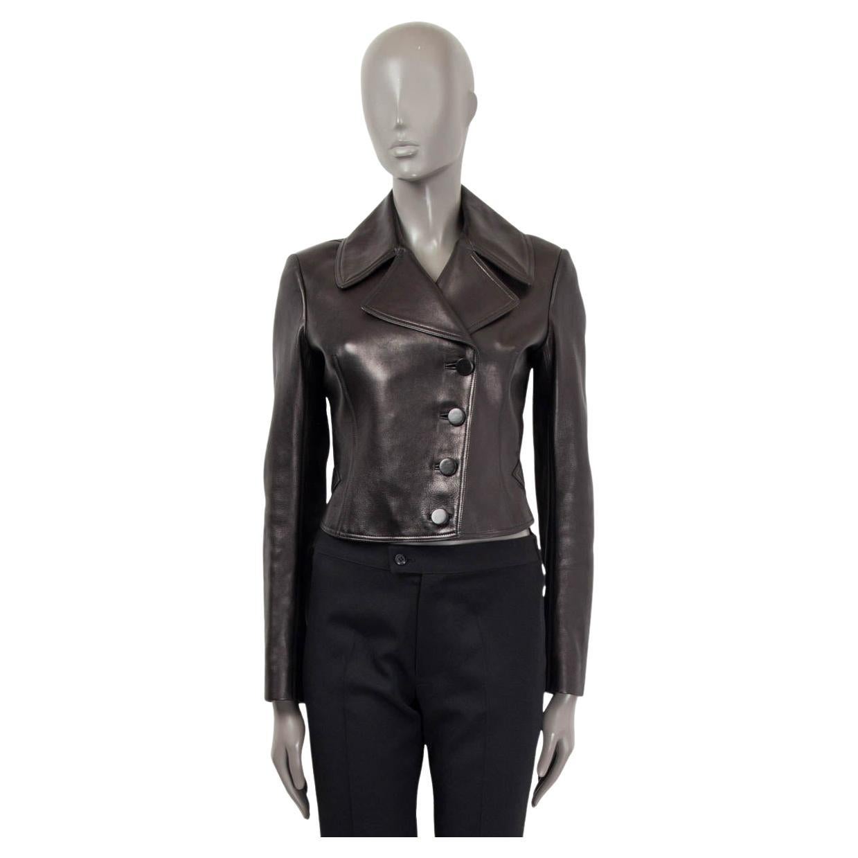 ALAIA - Blazer en cuir noir « CROPPED », 40 S en vente