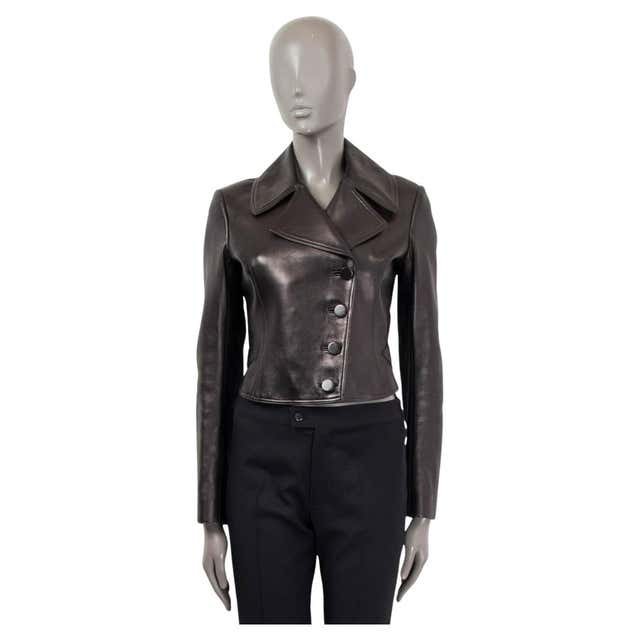 ALAIA black leather CROPPED Blazer Jacket 40 S For Sale at 1stDibs