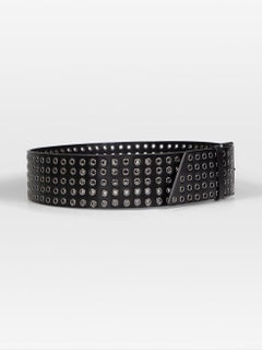 Alaïa Black Leather Eyelet Strass Belt