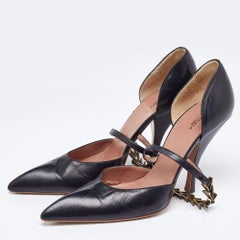 Alaia Black Leather Metal Detail D'Orsay Pumps Size 38